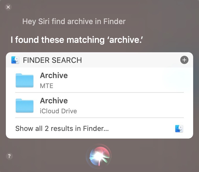 Usos sorprendentes Siri Mac Find Files