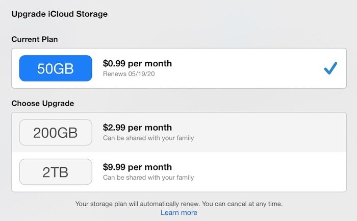 Más información Actualización de almacenamiento de Apple Icloud