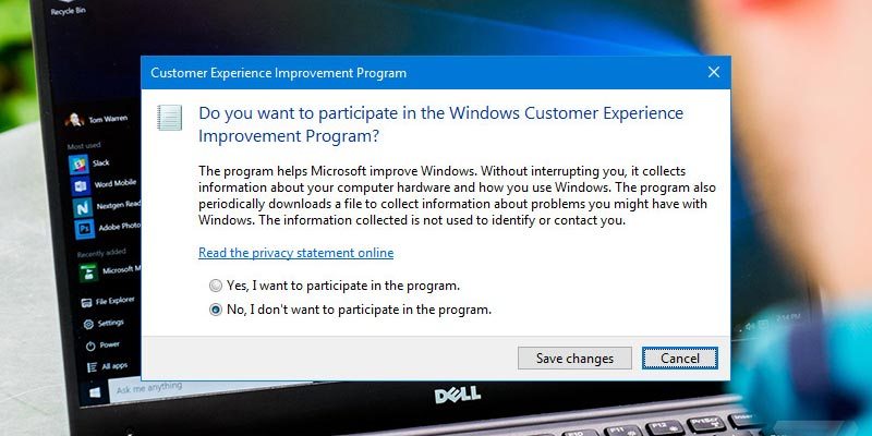 Optar por no participar en el Programa de mejora de la experiencia del cliente en Windows 10