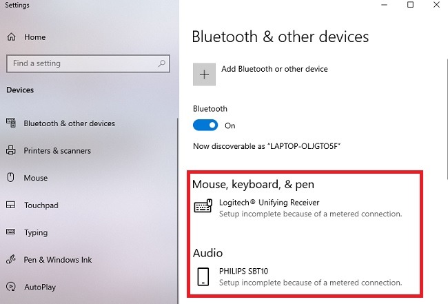 Resolviendo el error de conexión medida de Bluetooth de Windows 10 Error