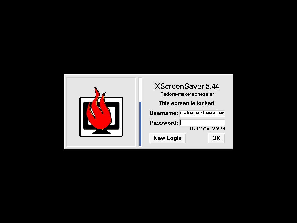 Pantalla de bloqueo Xfce Fedora