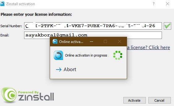 Activación Zinstall 2