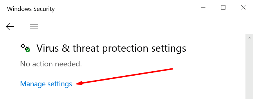 Configuración de protección contra virus y amenazas de Windows 10