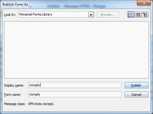 Nombre del formulario de publicación de Outlook 2010