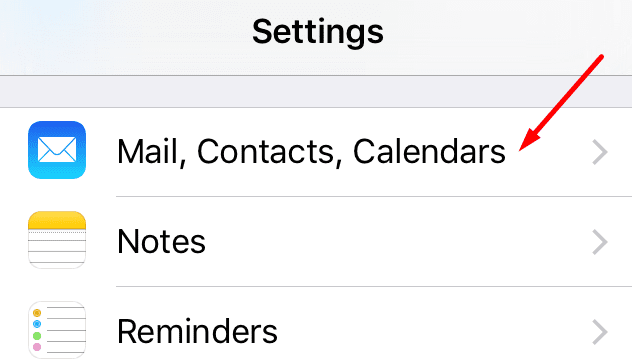 Calendarios de contactos de correo electrónico de iPhone