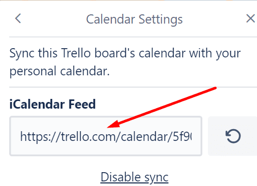 feed de calendario de trello