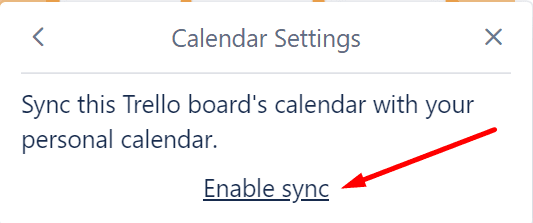 habilitar la sincronización del calendario de Trello