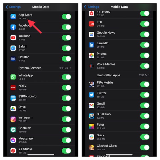 Cómo verificar el uso de datos en iPhone