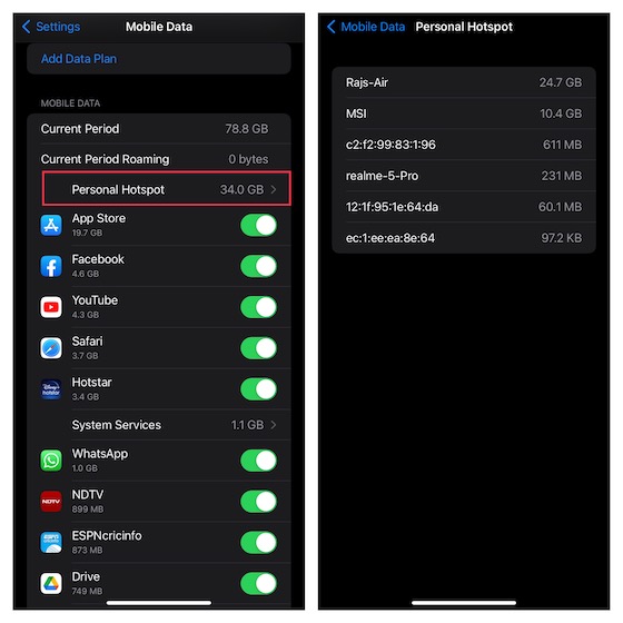 Cómo verificar el uso de datos en iPhone