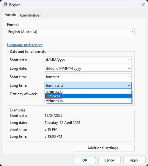 cambiar el panel de control desde hace mucho tiempo