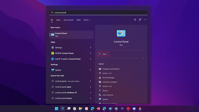 abrir panel de control windows 11