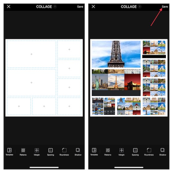 Utilice Fotor para crear collages en iPhone y iPad 