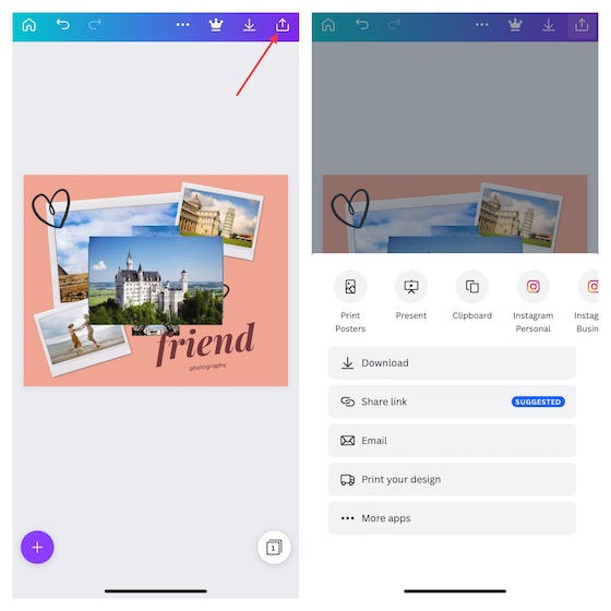 Descargar collages de Canva en iOS