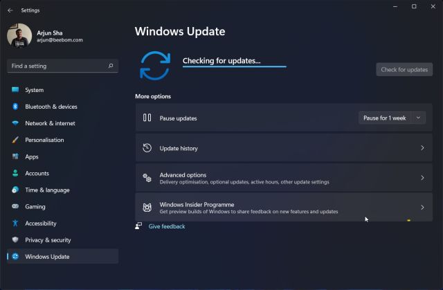 Actualice Windows 11 desde la configuración