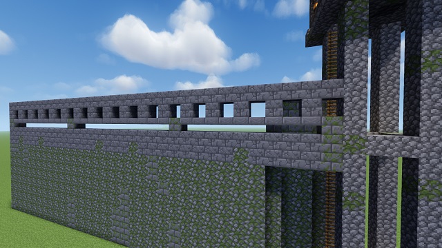 Afueras de la muralla del castillo en Minecraft.