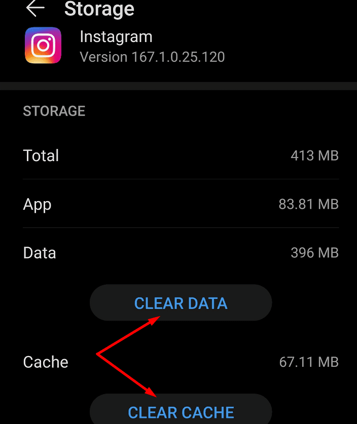 Borrar caché de Instagram