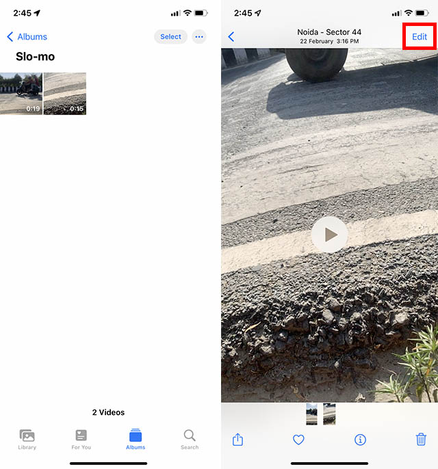 editar la aplicación de fotos de iPhone de vídeo en cámara lenta