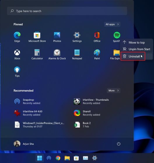 Desinstalar aplicaciones en Windows 11 desde el menú Inicio