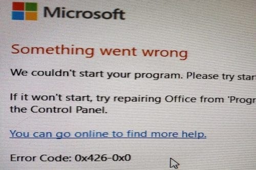 Código de error de Office 365 0x426-0x0