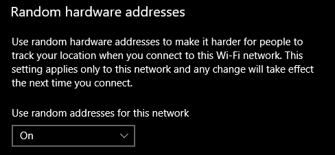 Direcciones de hardware aleatorias Configuración de Wi-Fi