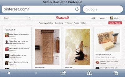 Full Pinterest site in Safari for iOS