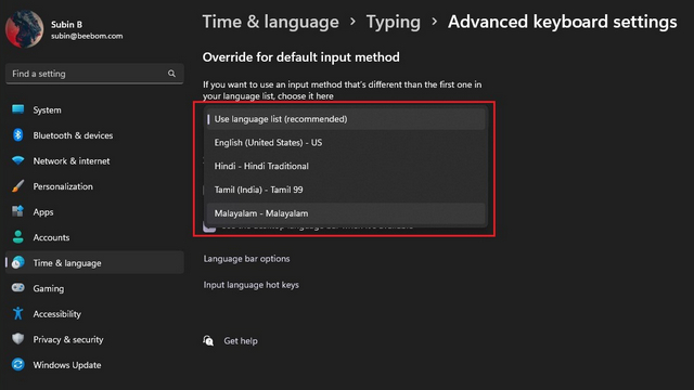 cambiar el idioma del teclado en windows 11