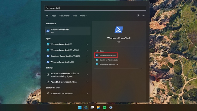 ejecute powershell como administrador para crear una cuenta de invitado en Windows 11