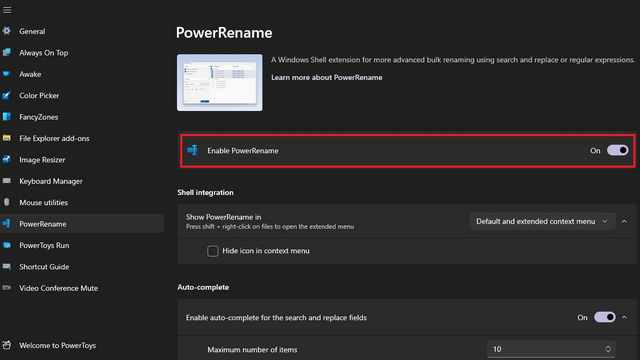 habilite powerrename para cambiar el nombre de archivos por lotes en Windows 11