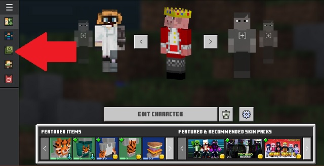 Conmutador de personajes MC en Bedrock