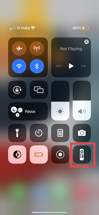 Apple TV Remote en el centro de control