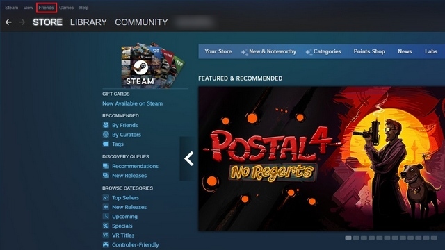 pestaña de amigos en steam