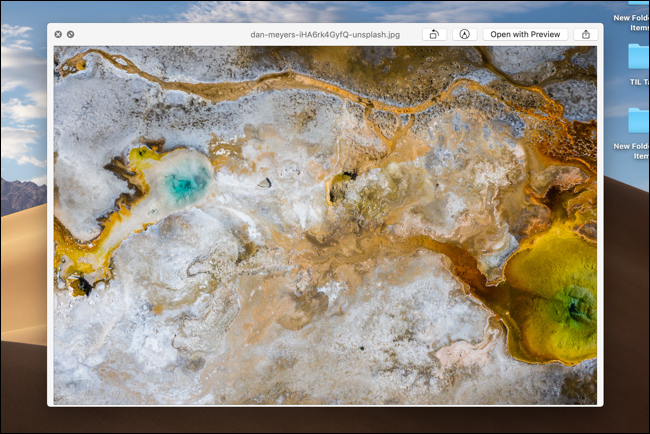 Una imagen abierta en la ventana Vista rápida del Finder